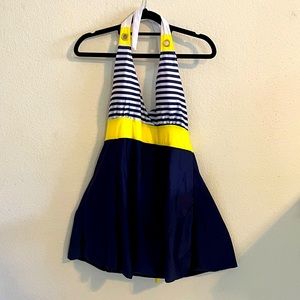 Swimsuit swim dress Halter Nautical Stripes